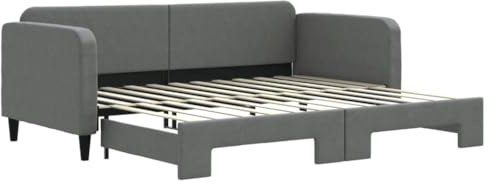 vidaXL Tagesbett Ausziehbar Dunkelgrau 90x200 cm Stoff