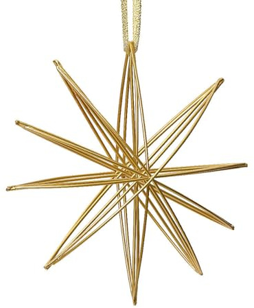 zeitzone Christbaumschmuck Stern Gold Metall Christbaumanhänger 3D Strohstern Weihnachten
