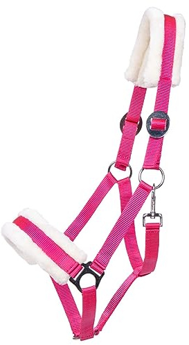 ARBO-INOX Halfter mit Kunstfell Schiebeschnalle beidseitig verstellbar (COB VOLLBLUT, Fuchsia)
