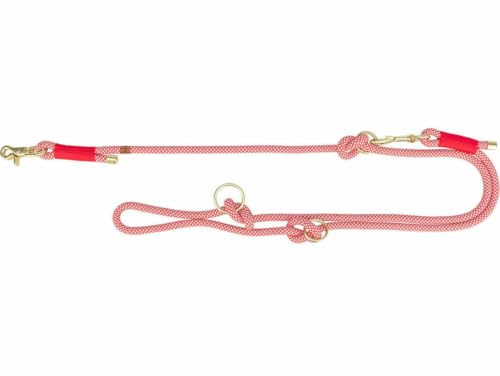 TRIXIE Hundeleine Soft Rope V-Leine M–L, aus Tau – 2 m/10 mm, rot | Gewebtes, weiches Material – für mittelgroße & große Hunde, 3-fach längenverstellbar für flexiblen Einsatz