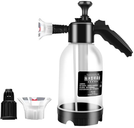 TZCIN 2L Snow Foam Pump Sprayer with Replacement Nozzle,Portable Car Hand Spray Bottle,Corrosion-Resistant Atomizer Action Pressure for Cleaning Washing (Clear No Scale) (TZCIN-SPRAYER1530)