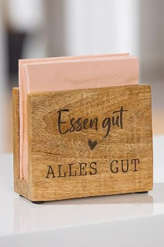 GILDE Serviettenhalter Essen gut... Holz 5,5x13,5x11cm