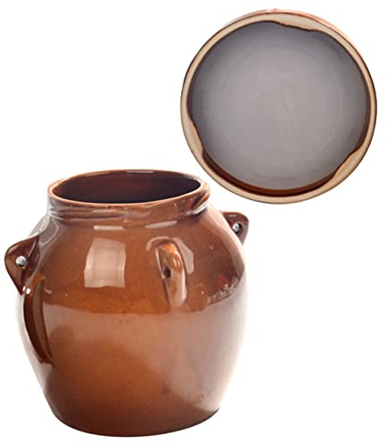 Mikinona Tarro de Cerámica Vintage Capacidad 550ml Diseño de Apertura Amplia y Tapa Sellada Adecuado para Cocina y Conservación de Alimentos para Pepinillos