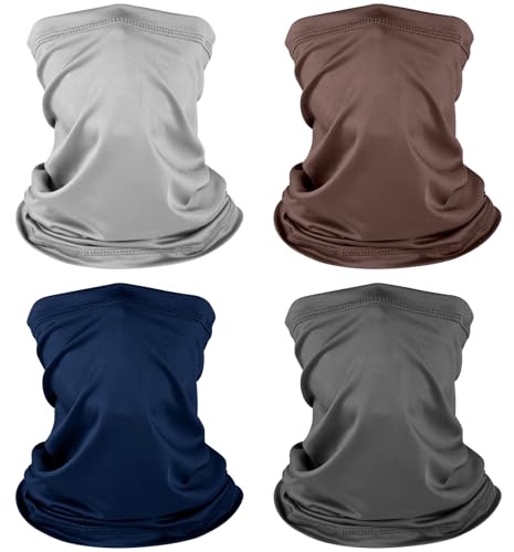 NACHLYNN 4 Stück Multifunktionstuch Schlauchschal Herren Sport Multifunktion Damen Atmungsaktiv Winddicht Schlauchschal für Laufen Wandern Radfahren Motorrad (Navy,Grau,Braun,Hellgrau)
