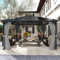 Amopatio Tonnelle de Jardin 3 x 4 m étanche, Stable et résistante à l'hiver, avec Polycarbonate – Toit – Pavillon Rigide avec parois latérales pour Jardin, terrasse, Gris foncé