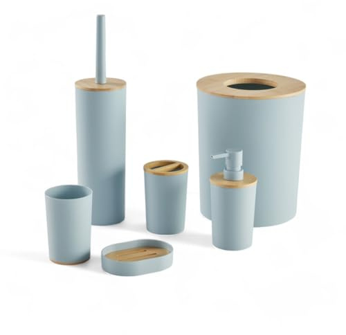 Access SDB, Set di 6 pezzi, in plastica, bambù, set completo, blu
