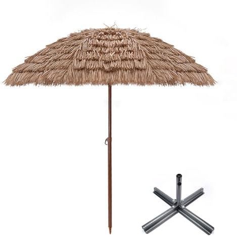 Xalteafe Hawaii Sonnenschirm,Hawaiianischer Sonnenschirm,Strohschirm Mit Sonnenschutz,Bastschirm Sonnenschutz,Sonnenschirm Bast Hawaii,Uv Schutz,HöHenverstellbar,FüR Garten,Balkon,Terrasse