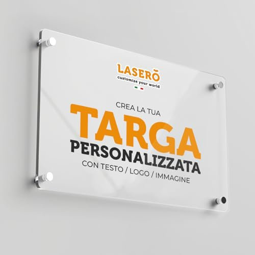 LASERO' Targa Personalizzata in Plexiglass 15x20cm- Targa Personalizzata da Esterno per Studio, Attività, Ristorazione, Hotellerie, Casa Vacanze, Cin con Logo Personalizzato