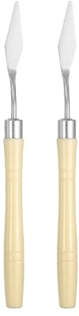 QUARKZMAN 2Pz Spatola Pittura Strumento Pittura 6.3 Lama Acciaio Inox Appuntita Manico Plastica Spatola Pittura Per Olio Acrilico Tela, Beige