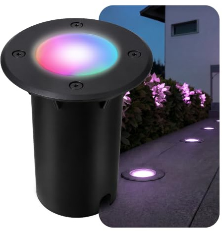 SSC-LUXon KALPA Bodeneinbaustrahler schwarz rund Smart GU10 WLAN RGBW IP67