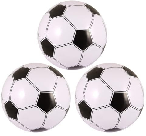 eMKay® Pack of 3 PVC Inflatable BLACK and WHITE Football for Kids – 40cm Blow-Up Soccer Ball, Uninflated Ball – Garden, Beach & Pool Toy – Party Bag Filler