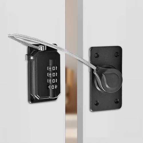 Combinación de Candado Nevera de Niños y Bebés, Seguridad Ventanas, Cerradura para Armarios, Cerradura Puerta de Frigorífico, Sin Necesidad de Herramientas ni Taladros, Giratoria 360° (Negro, 1 Pieza)