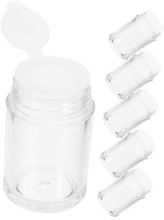 Ipetboom Botellas para Polvos Sueltos Portátiles 6 Piezas 10ml Orificio Abierto y Tapa, Contenedores Plásticos sin Olor para Maquillaje en Polvo, Ideales para Viajes y Cosméticos Minerales