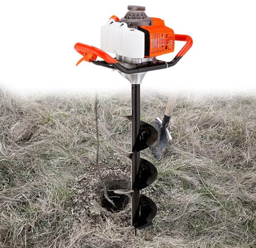 GESAIDES Trivella a Gas a Due Tempi da 52 CC per Pali, Trivella a Gas per Pali, Trivella per Terra con Trivella Profonda 80 cm (31,5 Pollici), per Piantare, Perforare e Palificare Recinti,10cm(4in)