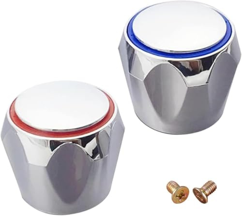 2Pcs Replacement Cold and Hot Tap Head Covers for Bathroom Kitchen Sink Faucet - Basin/Bath Handle Parts DIY Tools