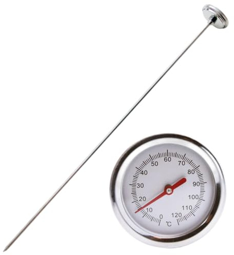 Muzrunq Thermomètre à Compost, thermomètre de Sol en Acier Inoxydable à Grand Cadran de 5 cm avec Tige 50 cm, Portable pour Sol, Compost et Jardin