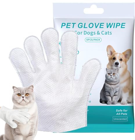 Vgpbphj Rinse-Free Dog Shampoo Mitts – Hypoallergenic Pet Bath Wipes, 6 Packs, Instant Bath Cleaning Gloves for Dogs, Pet Glove Wipes for Daily Care and Traveling (1 Bagge)