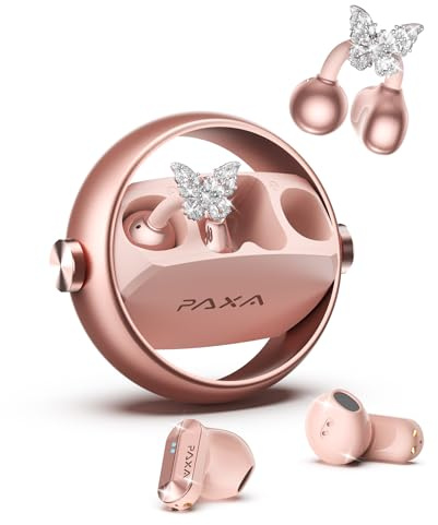 PAXA 3 in 1 Ctbuds Stylish Jewelry-Style Clip on Open Ear Headphones Wireless Earbuds, Instant Earring Mode, Ultra-Long 140H Play, Bluetooth 6.0, All-Day Wear for Work Fitness Daily Use, Rose Gold