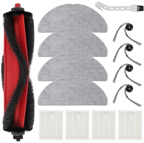 14 Pcs Accessories Kit for Roborock Q7 M5 / M5+, Q7 L5 / L5+ Robot Vacuum Cleaner Replacement Parts, Accessories Parts 1 Main Brush, 4 Side Brush, 4 Hepa Filter, 4 Mop Cloth, 1 Clean Brush