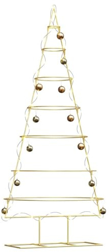 vidaXL Árbol de Navidad de Metal con Soporte Dorado 180 cm