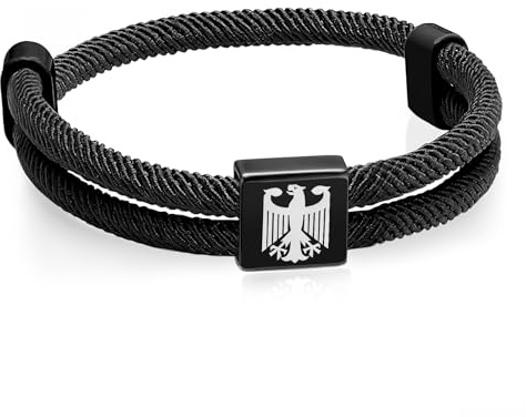 Bracciale da uomo e ragazzo, in corda nautica, con incisione dell'aquila federale, per uomini, adolescenti, regolabile, 13-27 cm, regalo per Natale
