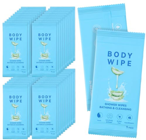 40 Single Pack Wet Wipes for Adults Individually Wrapped(20.3cm x 23.6cm),Full Body Wipes for Face & Hands Gently,Portable Personal Cleansing No Shower for Gym,Travel,Hiking,Camping & Backpacking