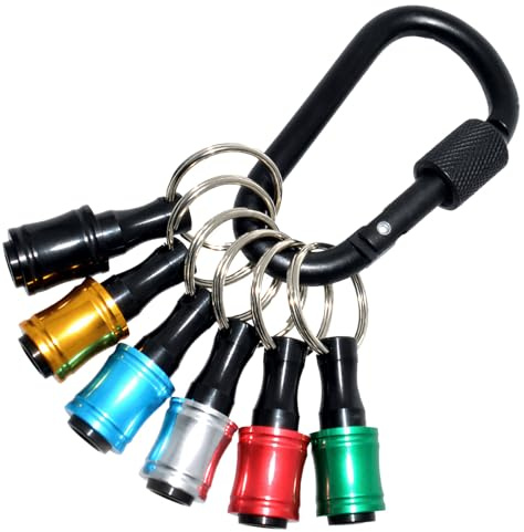Icetop 6 Pcs Drill Bit Storage Keychain Set, Drill Bit Extension Rod Tool | 1/4 inch Hex Quick Release with Carabiner for Impact Screwdrivers Screwdrivers and Drill Bits