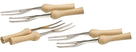 KitchenCraft Juego de 6 Tenedores de Soporte para Mazorcas de Maíz de Madera y Acero Inoxidable, 9,5 cm