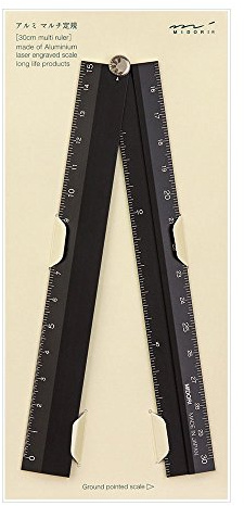 Midori multialuminium linjal 30 cm Svart