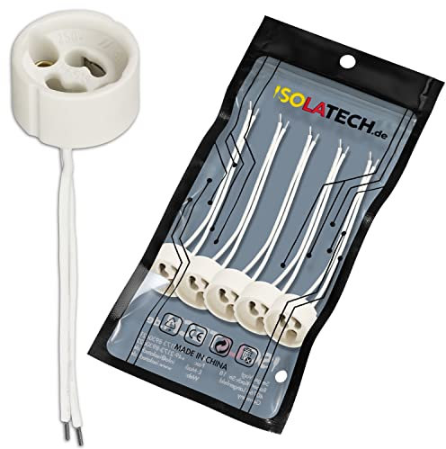 ISOLATECH 5pcs GU10 zócalo de cerámica base estándar LED bombillas de ahorro de energía (max.250V/2A) bombillas hogar cocina baño instalación empotrada en el techo accesorios resistente al calor