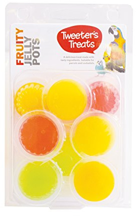 Happy Pet Tweeter's Treats Jelly Pots Fruity Flavours 8 Piece Nutrient Rich Vitamin Boost Natural Safe Healthy for All Bird Breeds