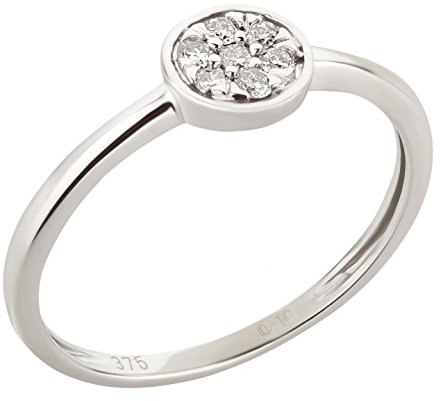 Ardeo Aurum Damenring aus 375 Gold Weißgold mit 0,1 ct Diamant Brillant Solitär-Ring Verlobungsring Solitaire