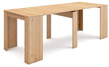 Skraut Home | Ausziehbarertisch | Multifunktionaler ausziehbarer | 220 | Für 10 Gäste | Esszimmertische | Moderner Stil | Eiche