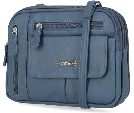 MultiSac Women's Zippy Triple Compartment Crossbody Bag, Denim, One Size