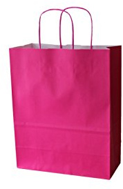PGV Papiertragetaschen farbig mit Kordel PINK Fuxia - Verschiedene Größen und Mengen (36 + 13 x 41 cm, 100 Stück)
