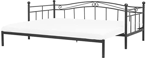 Beliani Ausziehbares Elegantes Metallbett 90 x 200 cm schwarz Tulle