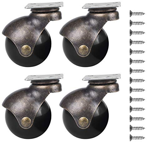 Lenkplatte Lenkrollen 4 Stücke Ball Caster Rad 360 Grad Drehwirbel Platten Metall Mit Kapuze Kugelförmige Bremse Schwere für Schreibtisch Stuhl Couchtisch Spielzeug Schuhe bins (ohne Bremse Lock)