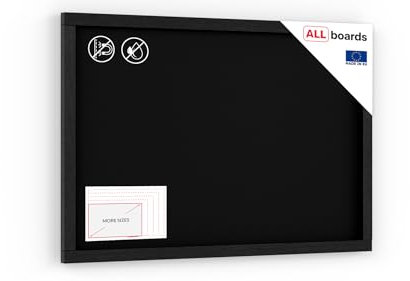 ALLboards Lavagna Nera da Gesso con Cornice in Legno Nera 60x40cm, Scrivibile con Gessetti e Pennarelli a Gesso, lavagne cancellabili per ristorante, lavagna da parete, lavagna menu