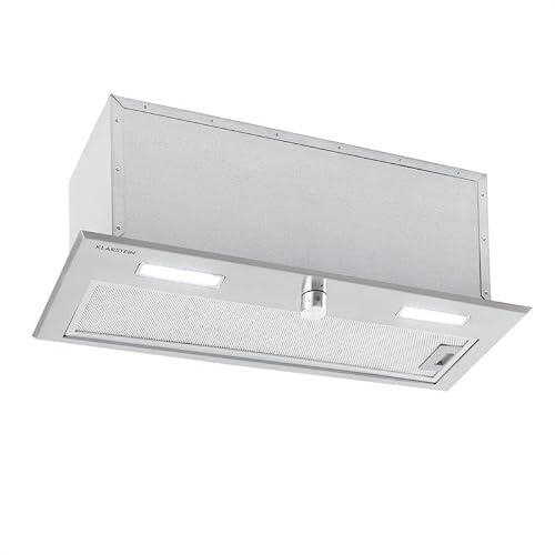 Klarstein Simplica 70 Lüfterbaustein, Einbauhaube, 70 cm breit, Abluftleistung: 400 m³/h, Umluftbetrieb möglich, Drehknopf, 3 Stufen, LED-Beleuchtung: 2 x 1,5 W, Dunstabzugshaube, Edelstahl