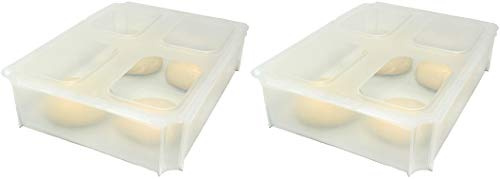 Palatis 2x Teigballenbehälter Pizzaballenbox Pizzaballenbehälter Hefeteig Behälter transluzent Größe 35,5 x 27,5 x 8,5 cm + 2x Klickdeckel