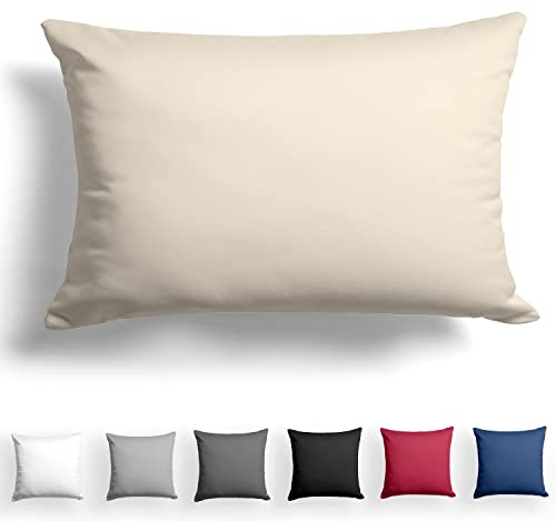 Alreya Mako Satin Kissenbezug 40 x 60 cm - 100% Baumwolle mit Reißverschluss, Superweicher Kopfkissenbezug, Kissenhülle, Oeko-TEX® Standard Zertifiziert, Beige, nur Kissenbezug