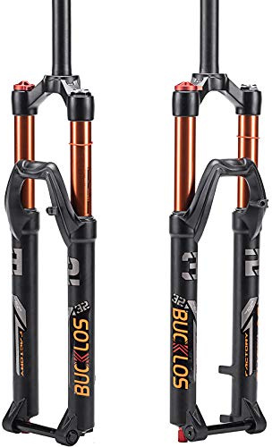 BUCKLOS Mountainbike-Gabel, 26/27,5/29 Zoll, 120 mm Reise, gerade/konisch, Mountainbike-Gabel, Rückprallverstellung, 15 mm × 100 mm Achse, manuelle Verriegelung, Luftschocks