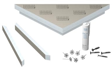 LUX ELEMENTS Banquette de Douche d'angle prêt à carreler 84,9 x 60 x 10cm I Banc en Mousse Dure à 3 Angles I pour Utilisation en Angle I Suspendue