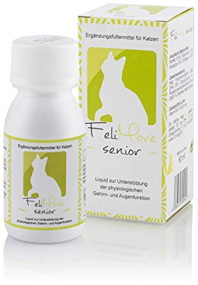 FeliMove Senior Liquid (60 ml) | für Katzen Senioren mit DHA, Ginkgo, B12, FloraGlo | Unterstützung für Augen und Gehirn im Alter