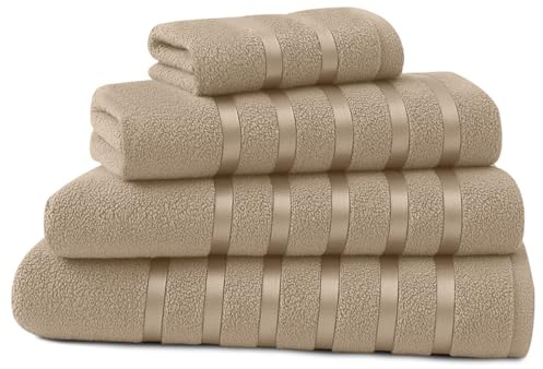 GC GAVENO CAVAILIA Bath Towels Sets of 4 | (70 x 120 Cm) Bath Towels Large Set | Highly Absorbent Quick Drying Egyptian Cotton 450 GSM Towels | 4Piece Towel Bale Set For Spa Hotel Use, Natural