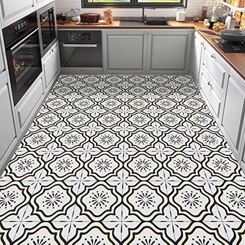 Elffloor Peel and Stick Floor Tiles Vinyl Flooring Self Adhesive Floor Tile for Bathroom Kitchen Living Room Yellow 20X20cm 10pcs Waterproof PVC Easy to Use