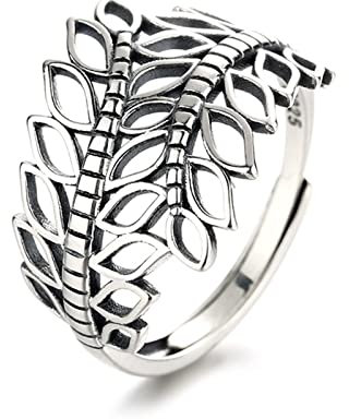 Aotiwe Claddagh Ring Silber 925, Ring Modeschmuck Damen Hohl, Blätter, Äste, Ring Einstellbar Partnerschaft Memoir