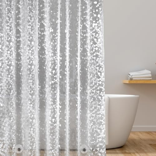EurCross Duschvorhang 120 x 200 cm Wasserdicht Eva mit Gewicht Magnet | Duschvorhänge Transparent für Badezimmer, Waschbarer Badvorhang, Antischimmel Antibakteriell, Inklusive 8 Ringen