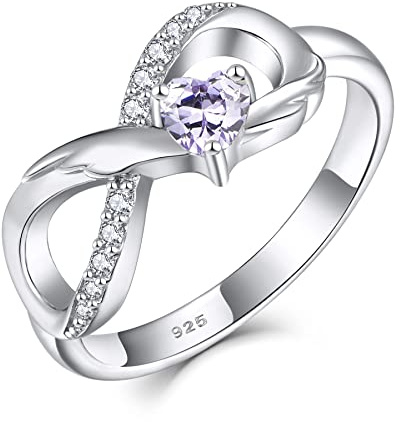 starchenie Unendlichkeit Ring 925 Sterling Silber Herz Geburtsstein flügel Verlobungsring für Damen