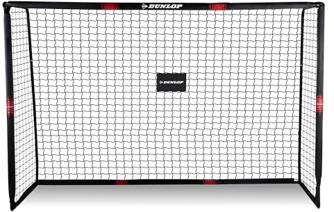 Dunlop Fußballtor - Fussballtor 240 x 160 x 85 cm - Fußball Tor - Fussballtore für Garten Kinder und Erwachsene - Fussball Trainingszubehör für Innen und Außen - Metall - Schwarz/Rot